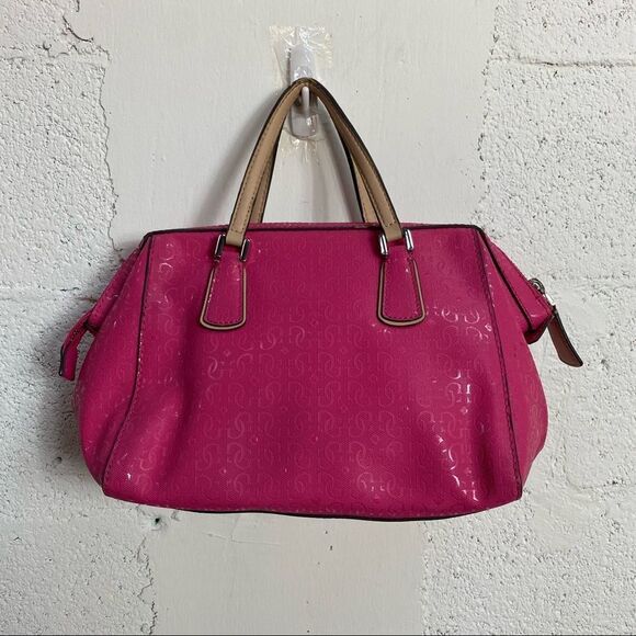 GUESS bright  Fuchia pink satchel bag with white cutout flower design - Picture 4 of 16